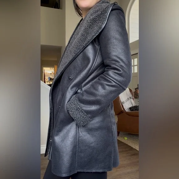 Sam Edelman Charcoal hooded Teddy Jacket - Picture 13 of 13